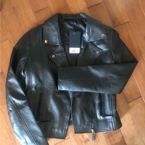 Genuine leather moto jacket